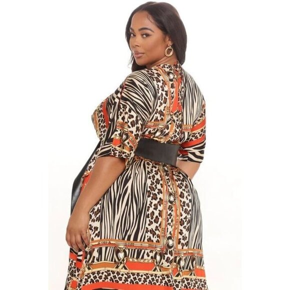 Fashion Nova Kyana Belted Animal Abstract Print Maxi Dress Plus Size 2X - Picture 2 of 6